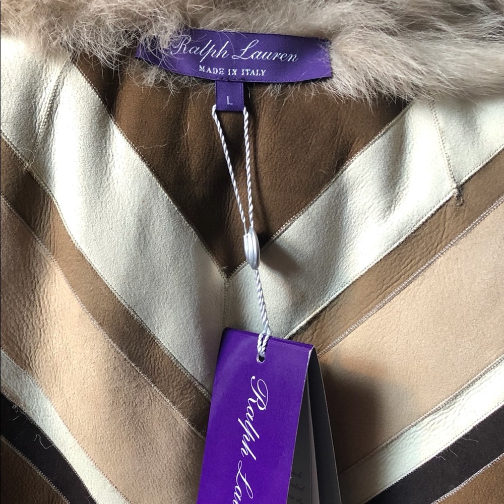 NWT! $6500 Ralph Lauren Purple Label Collection Shearling Fur Vest, Sz Large - Picture 15 of 15